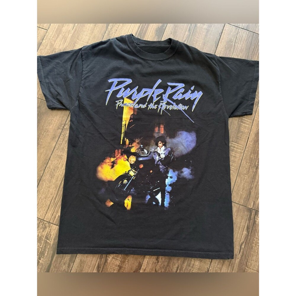Prince Purple Rain Officially Licensed Graphic Tee Black Size Medium